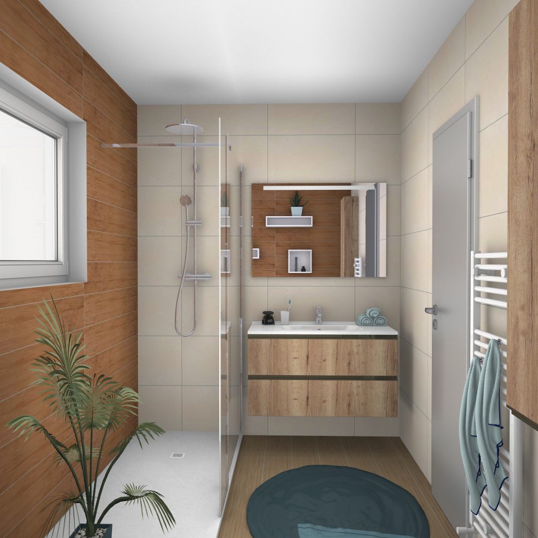 Salle de bains moderne bois
