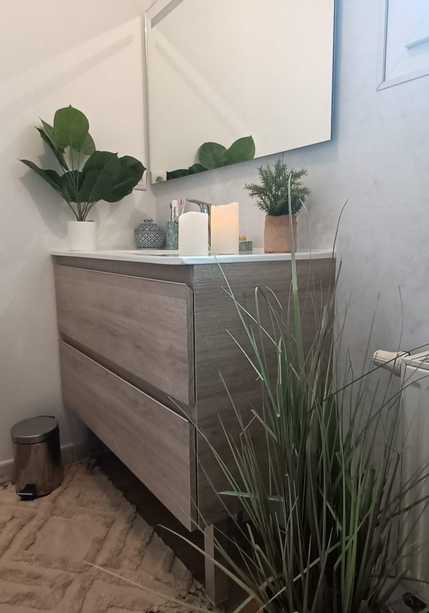 Meuble bois design salle de bain